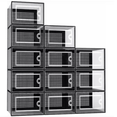 12Pcs Transparent Clear Shoe Storage Box Rack Plastic Organizer Boxers Stackable