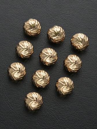 10 st/förpackning Vintage metallknappar, asymmetrisk rynkdesign, avancerade dekorationsknappar för kappor, skjortor, tröjor, vardagsdräkter, uniformer, sömnadstillbehör