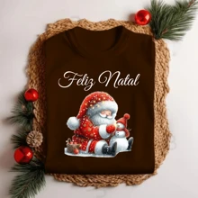 Unisex Christmas T-Shirt Merry Christmas Santa Claus And Snow Personalized Elegant Premium Fabric - Đỏ - Xem 4