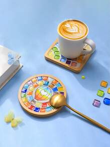 1 套 DIY 马赛克杯垫材料套件，手工制作杯垫耐热垫，创意贴纸工艺品，拼贴亲子早教，自制生日、周年纪念、礼物 - 1套diy手作材料包 - 查看 1