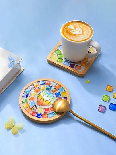 طقم مواد DIY لحامل الأكواب المزخرف، حامل أكواب مصنوع يدويًا مقاوم للحرارة، ملصق إبداعي، أعمال فنية للتجميع، تعليم مبكر للوالد والطفل، هدية عيد ميلاد محلية الصنع أو هدايا للذكرى