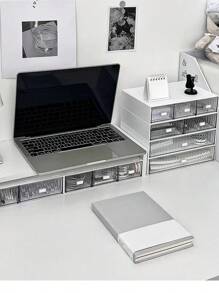 1pc Luxury Ins Style Desktop Storage Box, Office/Desk Organizer Drawer, Transparent Stacking Compartment Box