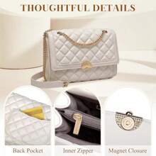 VASCHY Quilted Crossbody Bag For Women – PU Leather Shoulder Handbag With Detachable Adjustable Chain Strap, Stylish And Functional Purse For Work, Travel, And Daily Use, Perfect Fall & Winter Fashion, Ideal Holiday Gift For Christmas, Thanksgiving, And Seasonal Occasions,Bow Bags, Grown WomenFits, Cyberpunk, ALL Pink, Fairycore,