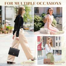 VASCHY Quilted Crossbody Bag For Women – PU Leather Shoulder Handbag With Detachable Adjustable Chain Strap, Stylish And Functional Purse For Work, Travel, And Daily Use, Perfect Fall & Winter Fashion, Ideal Holiday Gift For Christmas, Thanksgiving, And Seasonal Occasions,Bow Bags, Grown WomenFits, Cyberpunk, ALL Pink, Fairycore,