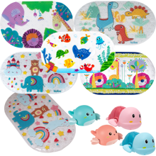 Non-Slip Bath Mat With Suction Cups And Water Swimmer - 粉紅色玩具海背景 - 查看 1