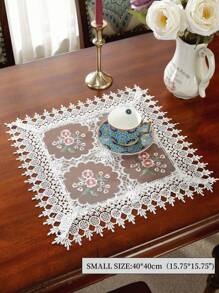 1pc 100% Polyester Fabric Exquisite Embroidered Lace Cutwork Table Runner, Kitchen Cabinet Scarf, Placemat, Home Decor, Holiday Decor, Indoor Outdoor, Party Wedding Table Runner