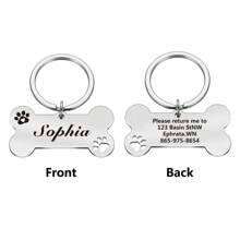 1 Pieza Etiqueta de identificación con nombre de mascota personalizada grabada con láser. Decorada con huellas de pata, flores y diseños de hojas. - Multicolor - Ver 14