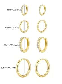 4 Pairs Dainty CZ Gold Huggie Hoop Earrings For Women, 14K Gold Plated Stainless Steel Lightweight Small Earring Hoops For Cartilage Rook Daith Piercing Gift For Her