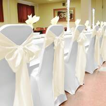 100 PCS Satin Chair Sash Chair Decorative Bow Designed Chair Cover Chair Sashes For Thanksgiving Wedding Christmas Banquet Party Home Kitchen Decoration Multiple Colors,Weddings Graduation Season Outdoor Events Entertain Guests Baby Baptism Family Gathering - IVORY - View 6