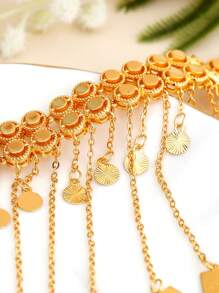 1pc Vintage 18K Gold Plated Copper Plated Tassel Pendant Gold Color Necklace For Women Bridal Wedding Season Party Accessories