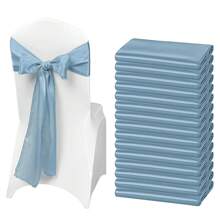 50 PCS Satin Chair Sash Chair Decorative Bow Designed Chair Cover Chair Sashes For Thanksgiving Wedding Christmas Banquet Party Home Kitchen Decoration Multiple Colors,Weddings Graduation Season Outdoor Events Entertain Guests Baby Baptism Family Gathering - 霧霾藍 - 查看 2