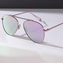 1 cặp kính thời trang gọng kim loại hình con ếch màu gradient PC cổ điển (Polycarbonate), Unisex, phù hợp cho trang phục dạo phố, đám cưới, tiệc tùng, kỳ nghỉ, lái xe, đi bộ đường dài, cũng là lựa chọn hàng đầu để làm quà tặng - Vàng - Xem 6