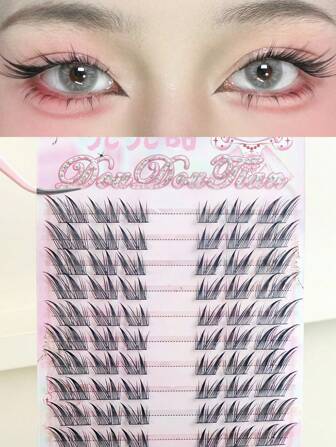 18pcs/60pcs/Set Gentle Curl Faux Mink Eyelashes, 3D/10D Wispy, Fluffy, Soft, Comfortable Wearing, Reusable, Suitable For Daily And Commuting Makeup Lash Clusters, Eyelash Clusters, Individual Eyelashes, Lashes, Fake Lashes