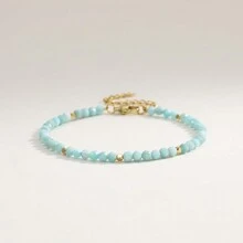 1 件简约 3 毫米刻面天然石珠可调节手链，方钠石、绿松石、紫水晶、天河石、月光石，适合日常佩戴和节日礼物 - 多色 - 查看 6