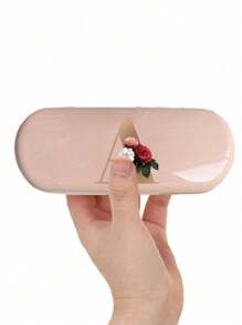 Creamy/Monet-Style Solid Color Glasses Case, New And Simple Design, Convenient And Portable With Waterproof And Dustproof Function (Small Size, Made Of Plastic Material) Initial Glasses Case Hard Shell - PU Leather Flower Gold Letter A-Z Flower Prints Pink Eyeglass Case