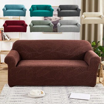 1PC 1/2/3/4 Seater Jacquard All Inclusive Elastic Sofa Cover Autumn Winter Solid Color For Living Room Thicken Non-Slip Seat Couch Cover Anti-Cat Scratch Sofa Protector