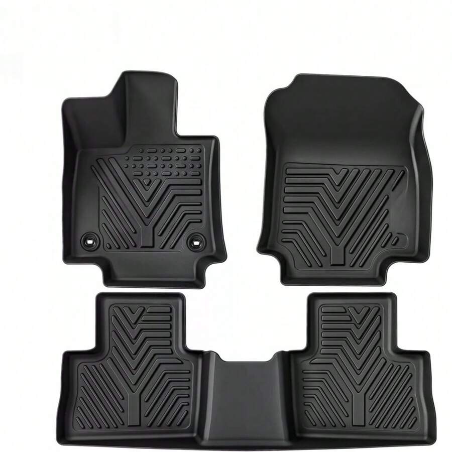 3D Car Floor Mats Floor Liners For 2019-2024 Toyota RAV4 All Weather TPE Rubber - Black - View 1