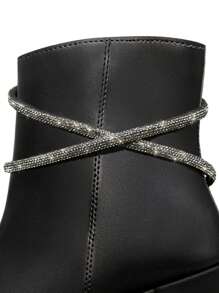 Women's Pointed Toe Luxury Boot With Rhinestone Straps Block Heel Comfortable Boot Ref. 20/131 - màu đen - Xem 3