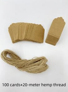 100pcs, Kraft Paper Gift Labels With Yellow Rope, Blank Commodity Price Hanging Labels, Bulk Brown Labels For Wedding, Birthday, Holiday And Party Gifts, Arts And Crafts Packaging, DIY Gift Decoration Labels And Hanging Decorations.