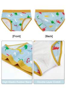 4pcs Dinosaur Design Young Boys Underwear, Comfy Breathable Kids' Briefs