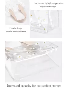 1/5 件加厚透明 PVC 礼品袋、手提包、女士手提袋、雏菊花印花礼品包装袋、结婚礼品手提包、购物袋、礼品包装袋、派对节日装饰、日常储物袋、适合购物、婚礼、生日派对、纪念品等（2 种尺寸可选）、母亲节、伴娘礼物、毕业礼物、生日礼物、结婚礼物、生日、新娘、婚礼 - 彩色 - 查看 4