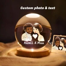 1 peça, luz noturna de bola de cristal LED personalizada - lâmpada fotográfica personalizada para decoração de casa e escritório | Presente ideal para casais, pais e entes queridos em ocasiões especiais, bola de cristal com foto personalizada, luz noturna com foto personalizada, dia dos namorados, decoração para o dia dos namorados, antimofo, elegante, adorável, colorido, personalizado, único. Presentes ideais para amigos, filho, filha, estudantes, trabalhadores, crianças, escola, casa, escritório, aniversário, formatura, renovação da casa, multifuncional, durável, ornamental, reutilizável, requintado, elegante, de alta qualidade, colorido, moderno, personalizado, personalizado, único, presentes ideais para ele, presentes ideais para ela, namorado, pai, namorada, mãe, família, amigos, sala de chá, casa, jardim, escritório, para aniversários, para o dia dos namorados, para o dia das mães, para aniversários, para o dia dos pais, para formatura, para casamentos, para inauguração de casa.