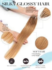 Extensiones de cabello micro 8D, extensiones de cabello real con micro perlas, rectas, marrón caramelo, anillos nano, perlas de silicona mini invisibles, extensiones micro, disfraz de Halloween - S27 - Ver 4