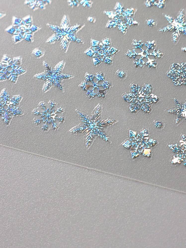 2PCS Winter Nail Art Stickers Laser Snowflake Elk Tree Design Slider Christmas Holographic Self-Adhesive Gel Decals DIY Manicure Accessories Tool Supplies Press On Nails - Multicolor - View 5