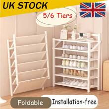 5/6 Tiers Bamboo Foldable Shoe Rack Footwear Storage Organizer Stand Books Shelf - 5 Tiers - 75cm Hight - Foldable - View 2