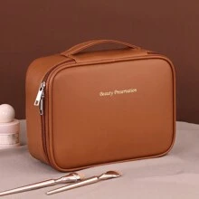 1 pièce Nouveau sac cosmétique multifonction grande capacité en PU détachable pour le rangement des pinceaux de maquillage, parfait pour les voyages. Organisateur de toilette de voyage unisexe, idéal comme cadeau, avec fermeture éclair et accessoires pour les ongles.