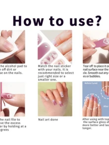 1 件 16 片美甲全覆盖法式贴纸闪光花朵粘性滑块 DIY 指甲油美甲贴纸贴花 - 白色 - 查看 9