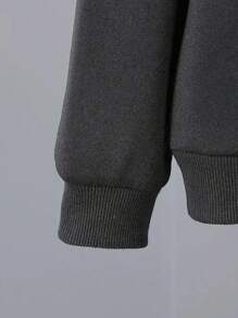 1pc Tween Girl Thermal Lined Thick Warm Star Print Hoodie Sweatshirt, Young Student Clothing, Suitable For Kids Autumn/Winter Long Sleeve Top, Y2K/Casual/Stylish/Daily/Streetwear/Holiday/School/Girly/Cute - Dark Grey - View 5