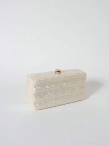 闪亮方形亚克力晚宴包，乳白色和粉红色 - 适合婚礼派对、情人节、年终派对和庆祝宴会等正式场合。贴心的情人节、年终派对和庆祝宴会礼物。送礼的理想礼物