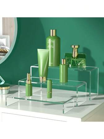 3 piezas/5 piezas Estantes acrílicos transparentes en forma de U, estante para exhibir postres, figuras y perfumes, soporte para exhibir joyas, adecuado para bodas, fiestas, exhibición de pasteles, organizador de varios niveles