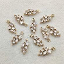 5pcs Cubic Zirconia Leaf & Waterdrop Charms Pendant, DIY Necklace Earring Tassel Jewelry Accessories - Multicolor - View 2