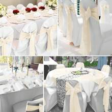 100 PCS Satin Chair Sash Chair Decorative Bow Designed Chair Cover Chair Sashes For Thanksgiving Wedding Christmas Banquet Party Home Kitchen Decoration Multiple Colors,Weddings Graduation Season Outdoor Events Entertain Guests Baby Baptism Family Gathering - IVORY - View 7