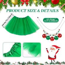 Kerstfeestaccessoiresset van 4 stuks - Kerstboomhoofdtooi, groene tutu van tule, gestreepte kousen, belketting - Feestelijke kostuumbenodigdheden voor dames