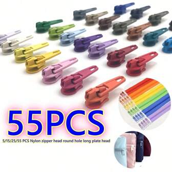 5/15/25/55pcs/Set Zipper Pull, Replacement Zipper Slider, Zipper Repair Kit, Fix Zipper Repair Kit For Repairing Coats, Jackets, Metal Plastic And Nylon Coil Zippers
