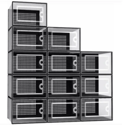 12Pcs Transparent Clear Shoe Storage Box Rack Plastic Organizer Boxers Stackable