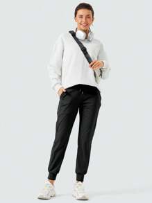 ZUTY Sommer Workout Damen Jogginghose mit Reißverschlusstaschen, hoher Taille, athletisch zulaufend, Jogginghose für Frauen für Workout und Freizeit