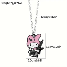 Sanrio 1pc Sanrio "I'm Not Easy To Mess With" Série Pingente Colar - Berloque de Desenho Animado de Natal, Material de Liga, Adequado para Uso Diário e Festa, Presente de Aniversário e Natal