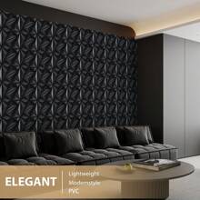 3D Wall Panel For Interior Wall Decoration, Water- And Oil-Resistant, PVC, Geometric Textured Wall Panel For Living Rooms, Halls, Bedrooms, Hotels, Offices, Black/White, 30 Cm X 30 Cm (Incl. Roll Of Wall Tape)
