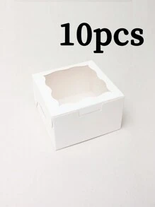 5pcs/10pcs Valentine's Day Macaroon Bakery Box, Dessert Box With Window, Cookie Box, Small Snack Box, Mini Cake Box, Suitable For Sweets, Strawberry, Pastry, Candy Packaging
