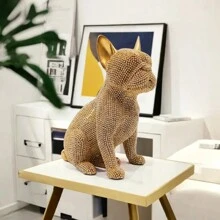 1 pieza Exquisita estatua de resina de Bulldog Francés, Lindo cachorro sentado figura, Decoración del hogar, Accesorio para escritorio/estantería/mesa de comedor, Regalo ideal para amantes de los perros, Regalo de cumpleaños/graduación - Multicolor - Ver 2
