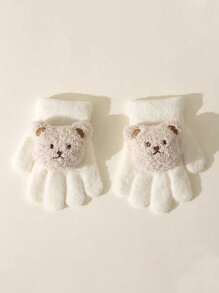 1 双儿童熊猫卡通水貂毛针织手套 - 1Pair - 查看 26