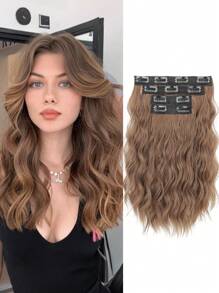 Extensions de cheveux à clipser, 4 pièces Extensions de cheveux de 12 pouces, extensions de cheveux ondulés courts, invisible, faites de fibres synthétiques douces. Convient pour une utilisation quotidienne des femmes.