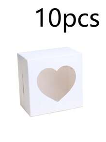 5pcs/10pcs Valentine's Day Macaroon Bakery Box, Dessert Box With Window, Cookie Box, Small Snack Box, Mini Cake Box, Suitable For Sweets, Strawberry, Pastry, Candy Packaging