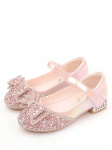 Princess Shoes For Girls, Crystal High Heel Shoes With Bowknot, Children's Formal Performance Dress Shoes