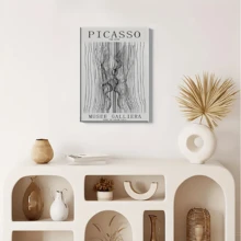 1 幅抽象线条艺术黑白之吻帆布画，爱情主题墙壁艺术海报，现代客厅和卧室家居装饰，可直接悬挂