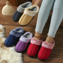 Suede Plush Fluffy Thickened Warm Slip-On Slippers, Comfortable Anti-Slip House Shoes For Men & Women (Suggest Ordering One Size Up)